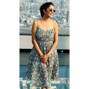 zara PLEATED PRINTED DRESS GREEN